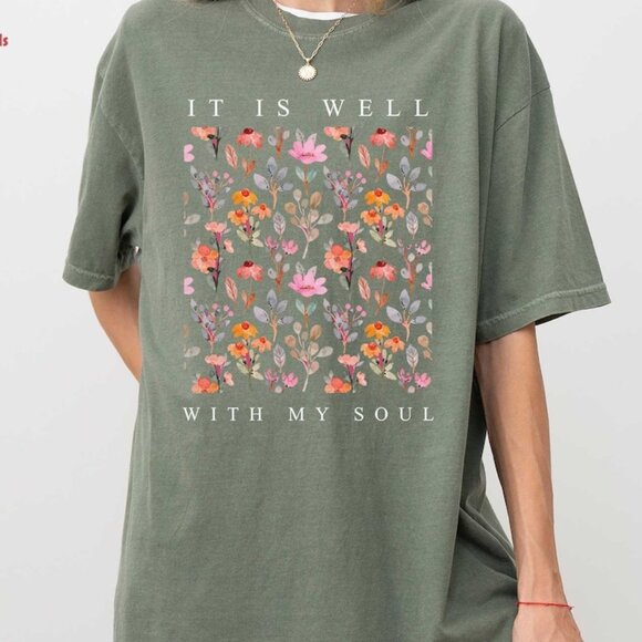 It Is Well With My Soul Vintage Floral Tee - Picture 1 of 2